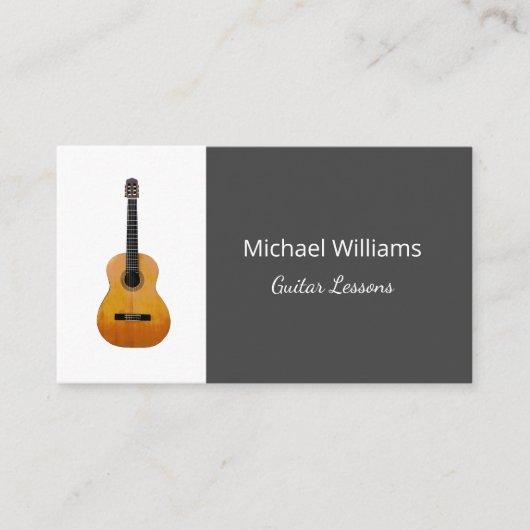 Carte De Visite Professeur Professionnel Guitare Musique Cours Gri (Devant)