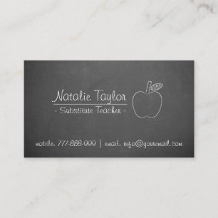 Carte De Visite Professeur remplaçant Tuteur Tableau noir gris