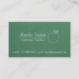 Carte De Visite Professeur remplaçant tuteur tableau vert pomme