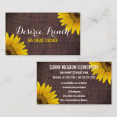 Carte De Visite Professeur rustique social de toile de jute de (Devant / Derrière)