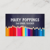 Carte De Visite Professeur social de tableau de crayons des médias (Devant)