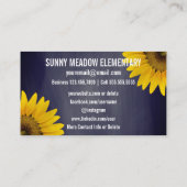 Carte De Visite Professeur social de tableau de tournesols des (Dos)