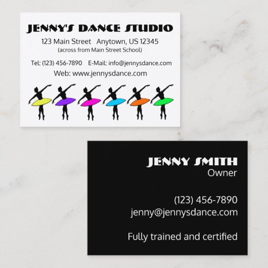 Carte De Visite Professeur Studio de danse Propriétaire Ballet Poi (Devant / Derrière)