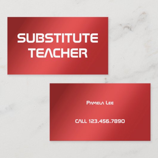 Carte De Visite Professeur suppléant rouge sur appel (Devant / Derrière)