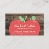 Carte De Visite Professeur Tutor Cute Apple & Worm Barn Wood (Devant)