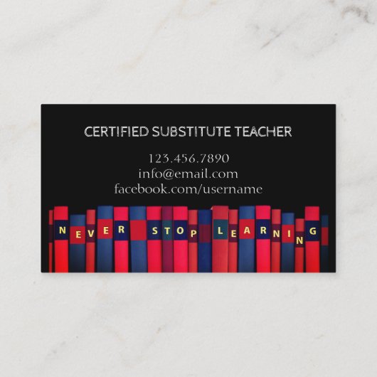 Carte De Visite Professeur | Tutor NE CESSE JAMAIS D'APPRENDRE (Dos)