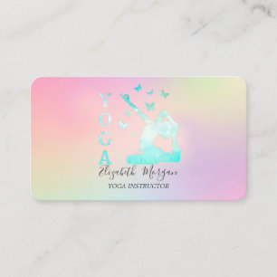 Carte De Visite Professeure de Yoga Féminine Élégante à Ombre Holo