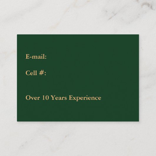 Carte De Visite Professeurs Assistant Vert foncé avec orange (Dos)