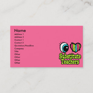 Carte De Visite Professeurs Remplaçants J'aime Oeil Clair Coeur