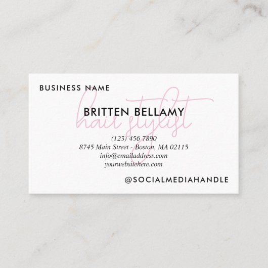 Carte De Visite Profession en Pink Script Ajouter Photos (Devant)