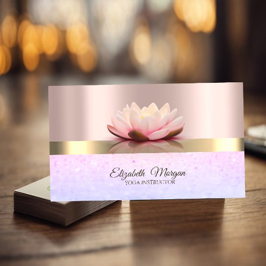 Carte De Visite Professiona Elegant Bokeh, Lotus Rose Gold