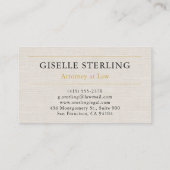 Carte De Visite Professional Attorney Law Firm Linen Gold (Dos)