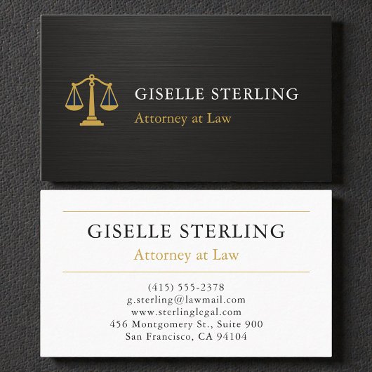 Carte De Visite Professional Attorney Law Firm Metallic Black Gold