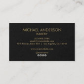 Carte De Visite Professional Bakery Pastry Chef Black Gold         (Dos)