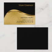 Carte De Visite Professional Black Gold Metal Moderne élégant Busi (Devant / Derrière)