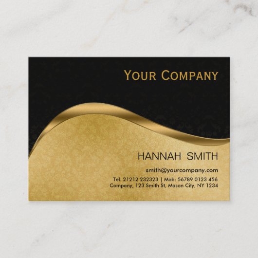 Carte De Visite Professional Black Gold Metal Moderne élégant Busi (Devant)