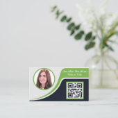 Carte De Visite Professional Black Green ajoutez votre logo QR Cod (Debout devant)