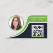 Carte De Visite Professional Black Green ajoutez votre logo QR Cod (Devant)
