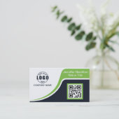 Carte De Visite Professional Black Green ajoutez votre logo QR Cod (Debout devant)