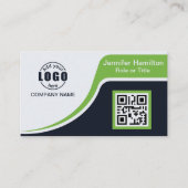 Carte De Visite Professional Black Green ajoutez votre logo QR Cod (Devant)