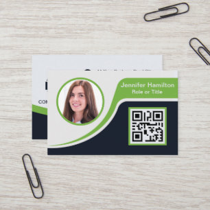 Carte De Visite Professional Black Green ajoutez votre logo QR Cod