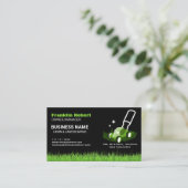 Carte De Visite Professional Black Green Lawn Care & Landscaping (Debout devant)