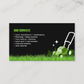 Carte De Visite Professional Black Green Lawn Care & Landscaping (Dos)