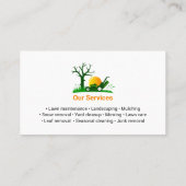 Carte De Visite Professional Black Green Lawn Care Landscaping (Dos)