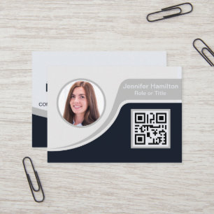 Carte De Visite Professional Black Grey ajoutez votre logo QR Busi
