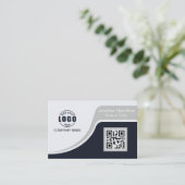 Carte De Visite Professional Black Grey ajoutez votre logo QR Code (Debout devant)