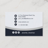 Carte De Visite Professional Black Grey ajoutez votre logo QR Code (Dos)