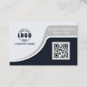 Carte De Visite Professional Black Grey ajoutez votre logo QR Code (Devant)