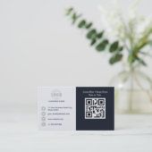Carte De Visite Professional Black Grey ajoutez votre logo QR Code (Debout devant)