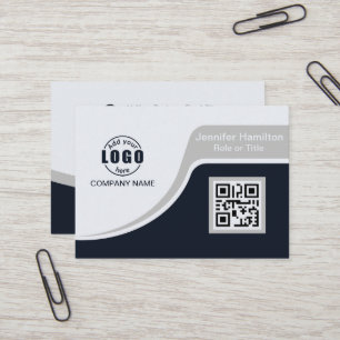 Carte De Visite Professional Black Grey ajoutez votre logo QR Code