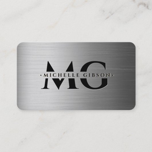 Carte De Visite Professional Black Grey Monogram Initials (Devant)
