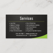 Carte De Visite Professional Black Metallic Landscaping Lawn Care (Dos)