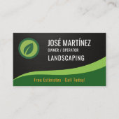 Carte De Visite Professional Black Metallic Landscaping Lawn Care (Devant)