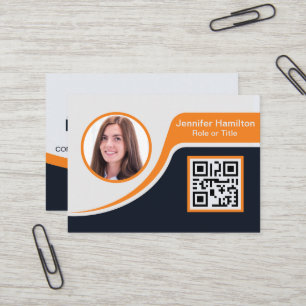 Carte De Visite Professional Black Orange ajoutez votre logo QR Bu