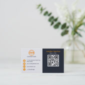 Carte De Visite Professional Black Orange ajoutez votre logo QR Co (Debout devant)