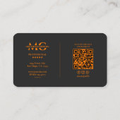 Carte De Visite Professional Black Orange Minimal Initials (Dos)