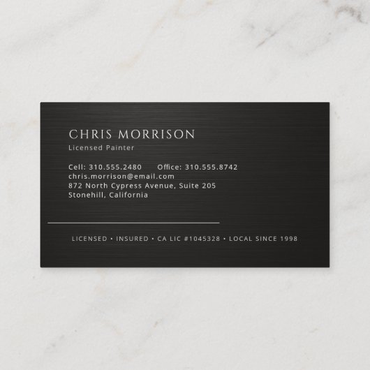 Carte De Visite Professional Black Painter (Dos)