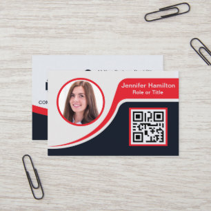 Carte De Visite Professional Black Red ajoutez votre logo QR Code