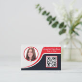 Carte De Visite Professional Black Red ajoutez votre logo QR Code (Debout devant)