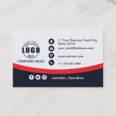 Carte De Visite Professional Black Red ajoutez votre logo QR Code (Dos)