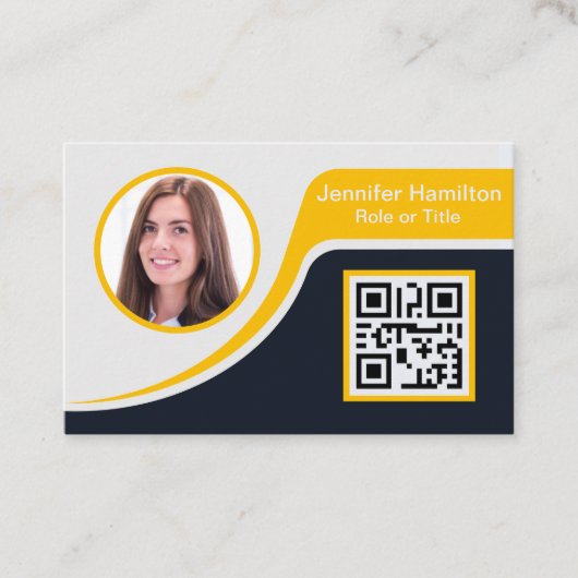 Carte De Visite Professional Black Yellow ajoutez votre logo QR (Devant)