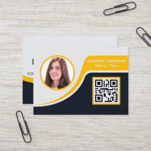Carte De Visite Professional Black Yellow ajoutez votre logo QR Bu