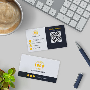 Carte De Visite Professional Black Yellow ajoutez votre logo QR Co