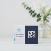 Carte De Visite Professional Blue ajoutez votre logo QR Code (Debout devant)