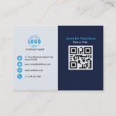 Carte De Visite Professional Blue ajoutez votre logo QR Code (Devant)