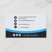 Carte De Visite Professional Blue ajoutez votre logo QR Code (Dos)